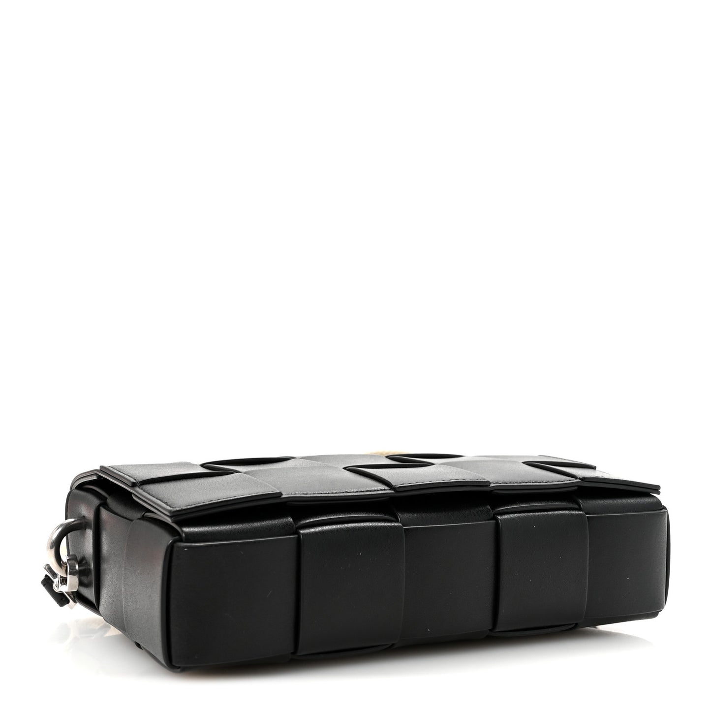 Calfskin Maxi Intreccio Cassette With Strap Bag Black
