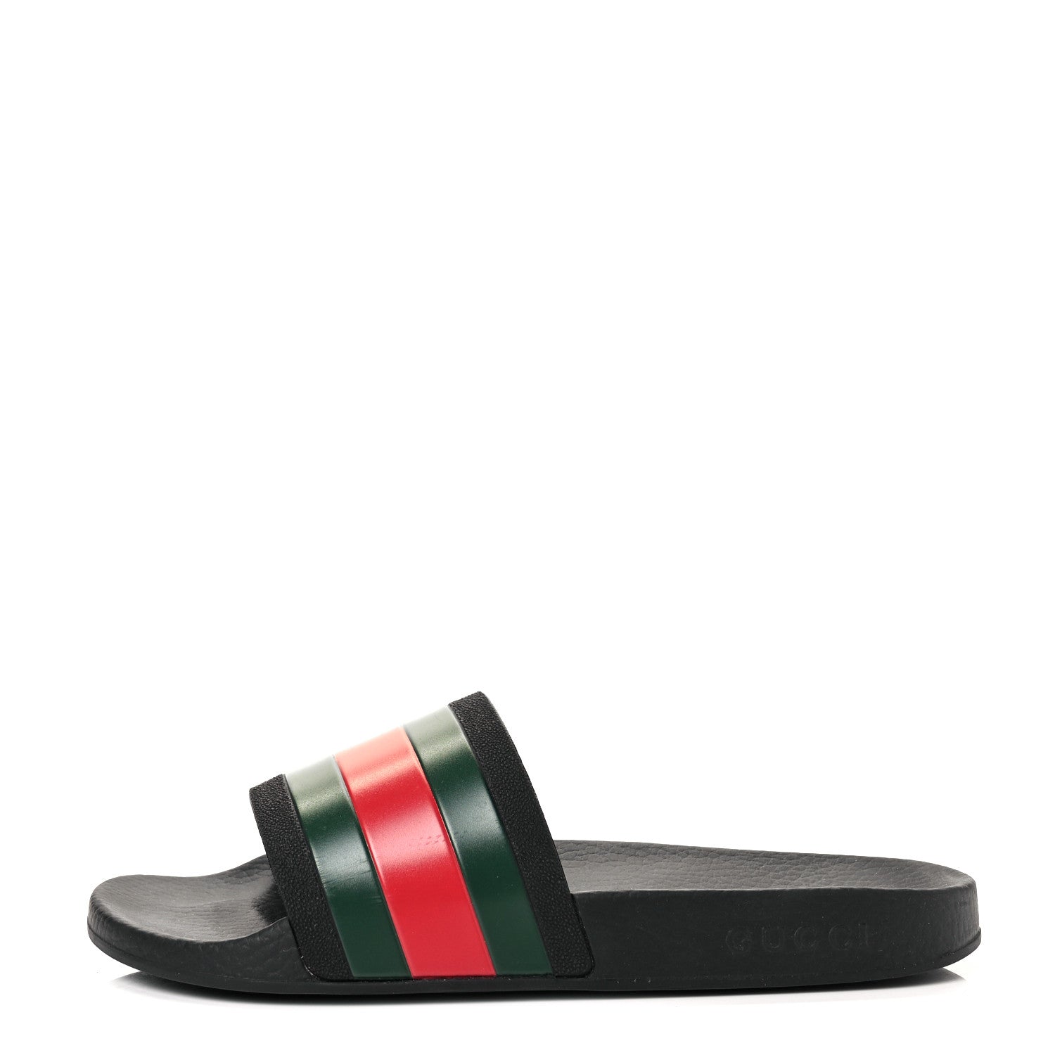 Gucci Rubber Web Mens Pool Slide Sandals 7 Black Green Red 1 of 6