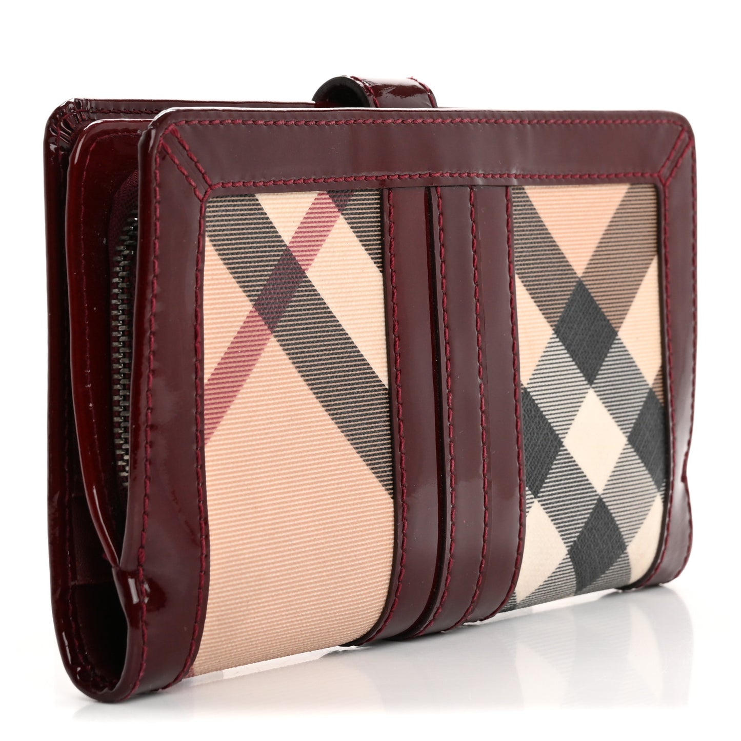 Supernova Check Constance Continental Wallet Dark Red