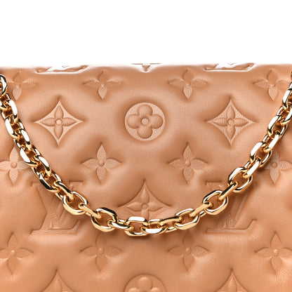 Louis Vuitton Lambskin Embossed Monogram Pochette Coussin Camel 7 of 11