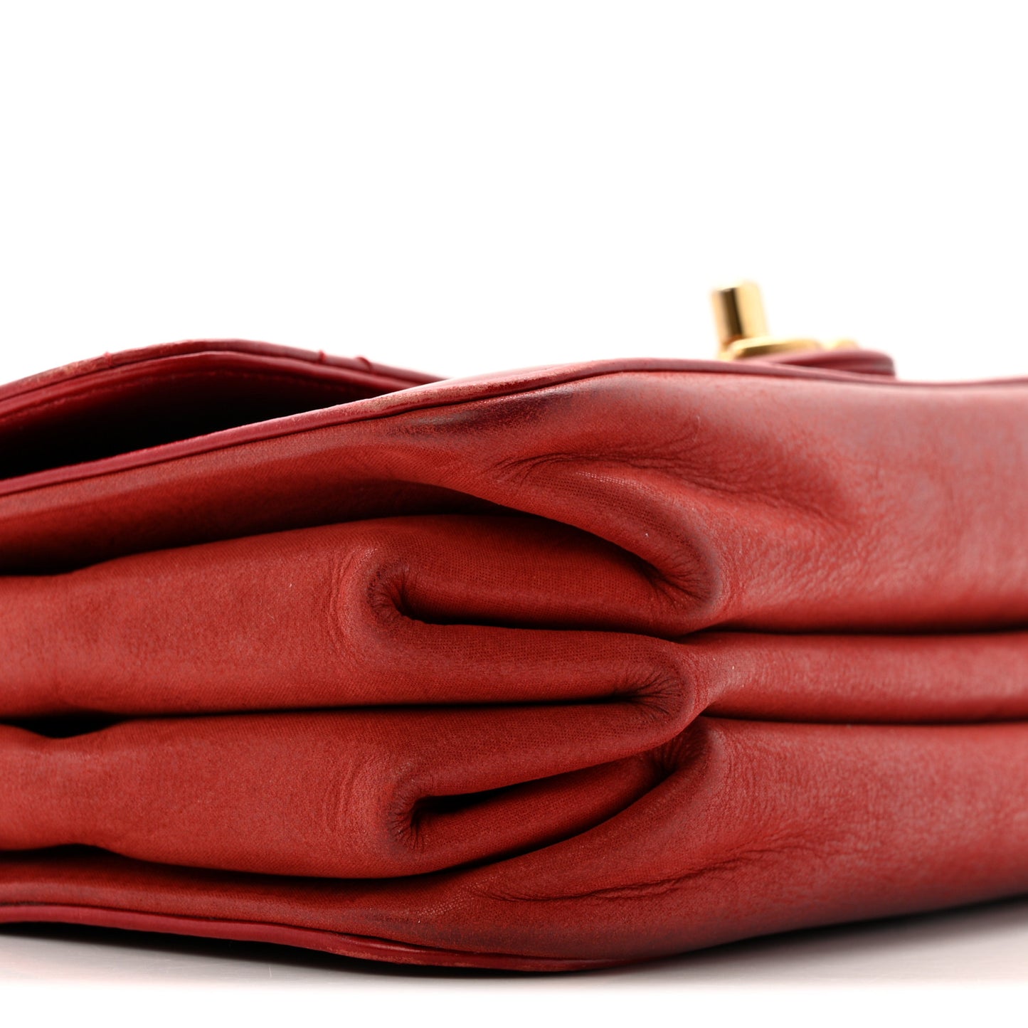 Iridescent Calfskin Quilted Small Straight Lined Flap Red