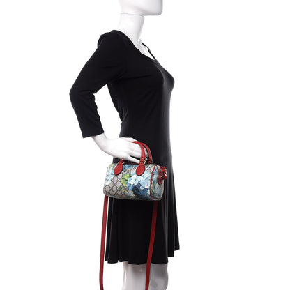 Gucci GG Supreme Monogram Blooms Mini Boston Navy Blue Hibiscus 3 of 12
