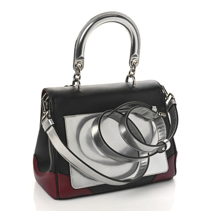 Christian Dior Metallic Patent Smooth Calfskin Small Tri-Color Be Dior Flap Black Silver 3 of 9