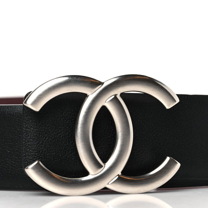 Chanel Calfskin CC Reversible Belt 80 32 Black Burgundy 3 of 8