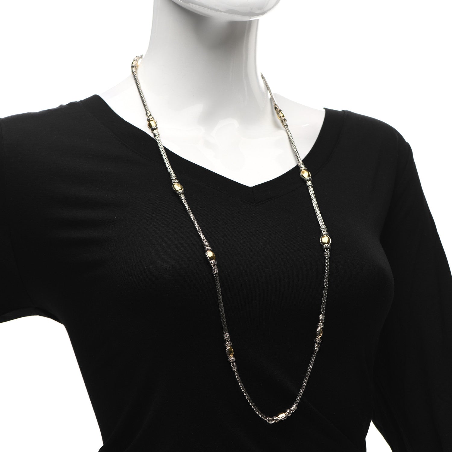John Hardy Sterling Silver 22K Yellow Gold Palu Station Necklace 2 of 5