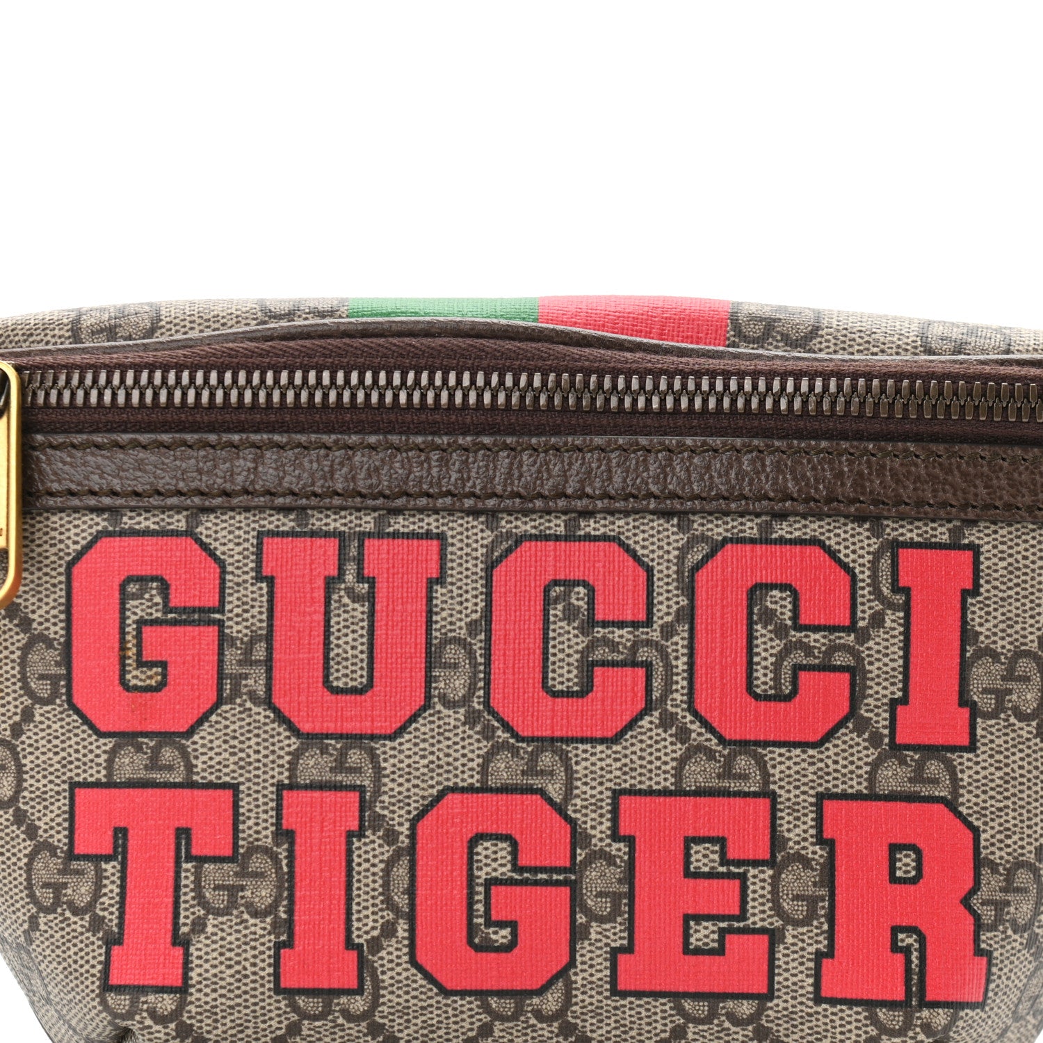 Gucci GG Supreme Monogram Textured Dollar Calfskin Gucci Tiger Belt Bag Beige Ebony Lobster Red New Shamarock New Acero 7 of 10