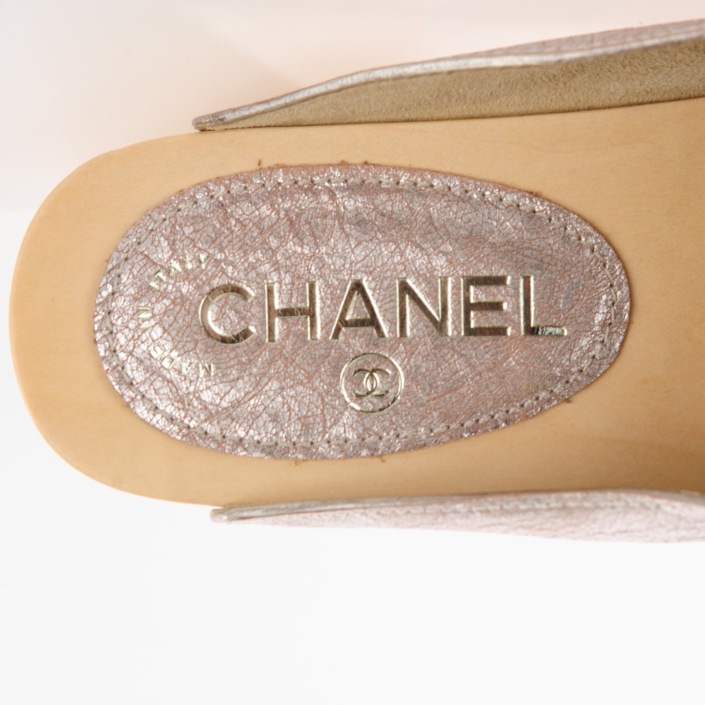 Metallic Crackled Leather Mules 40 Silver