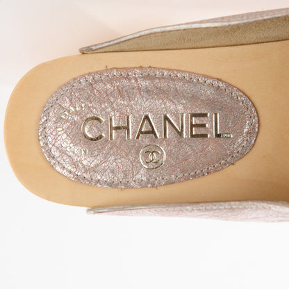Chanel Metallic Crackled Leather Mules 40 Silver 7 of 7