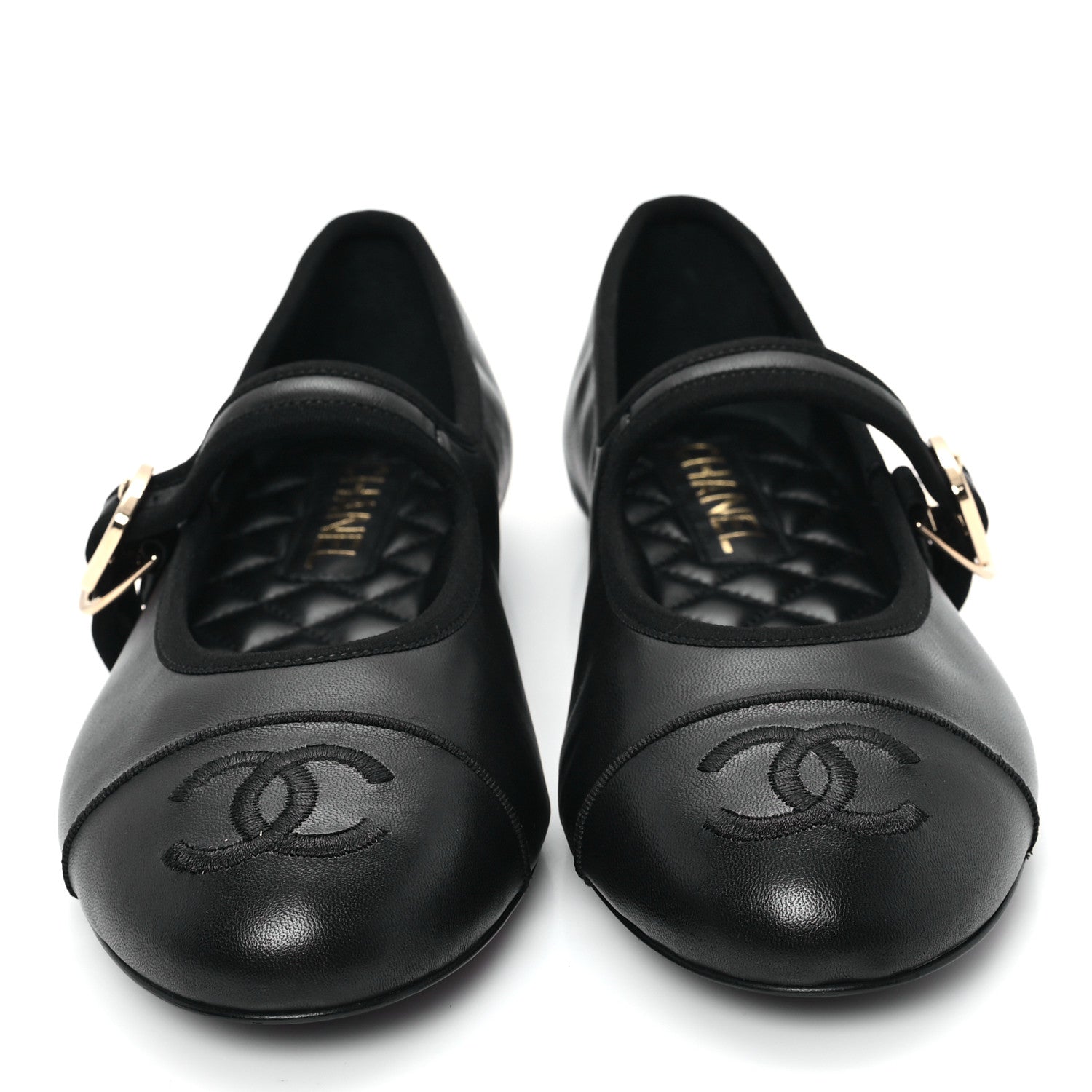 Chanel Lambskin Mary Jane Flats 37.5 Black 3 of 10