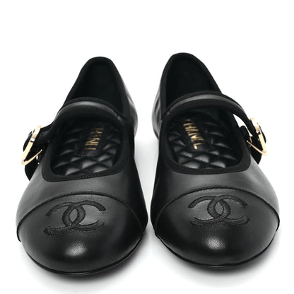 Chanel Lambskin Mary Jane Flats 37.5 Black 3 of 10
