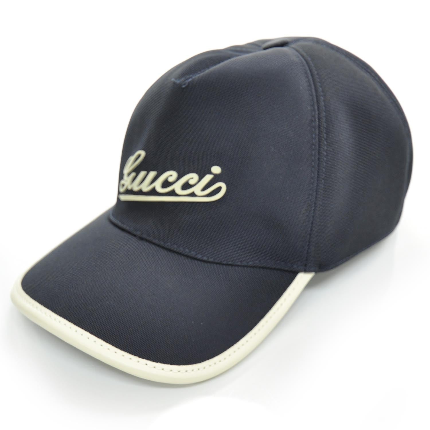 Gucci Script Baseball Hat XL Navy Blue 1 of 8