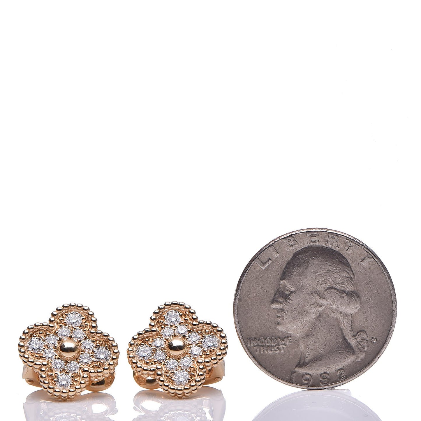 18K Yellow Gold Diamond Vintage Alhambra Earrings