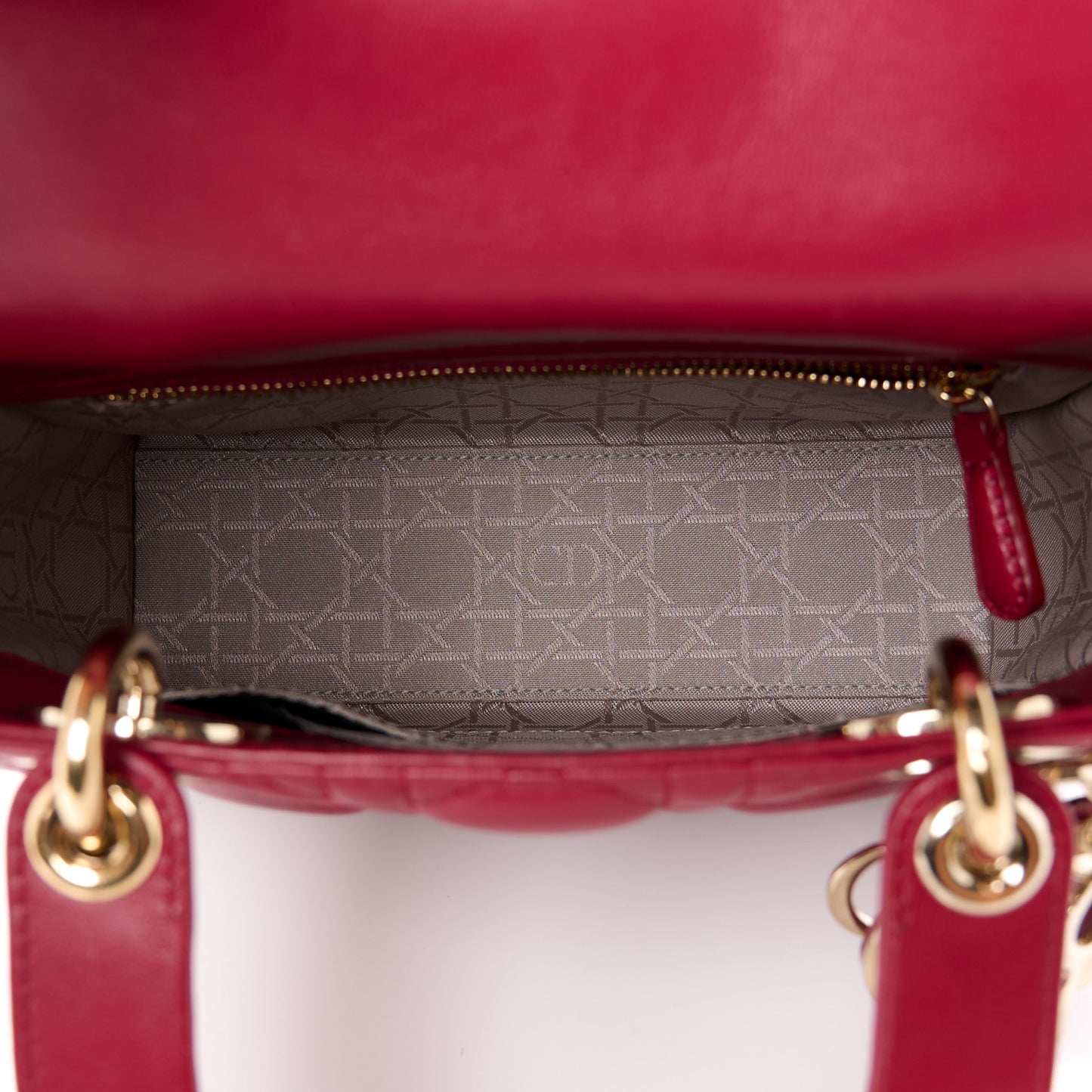 Lambskin Cannage Small Lucky Badges My Lady Dior Red