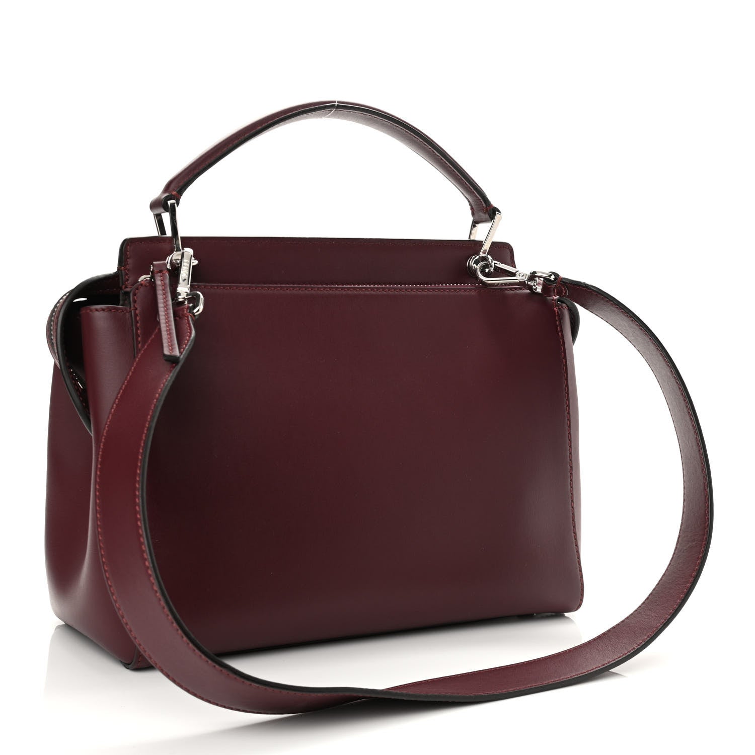 Fendi Vitello Baltico Dolce Shiny Nappa Lace Up DotCom Satchel Bordeaux 4 of 19