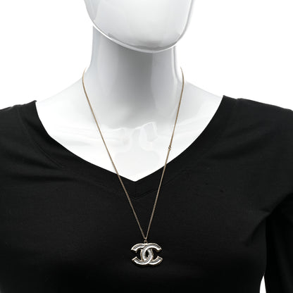 Chanel Enamel CC Pendant Necklace Gold Silver 2 of 6