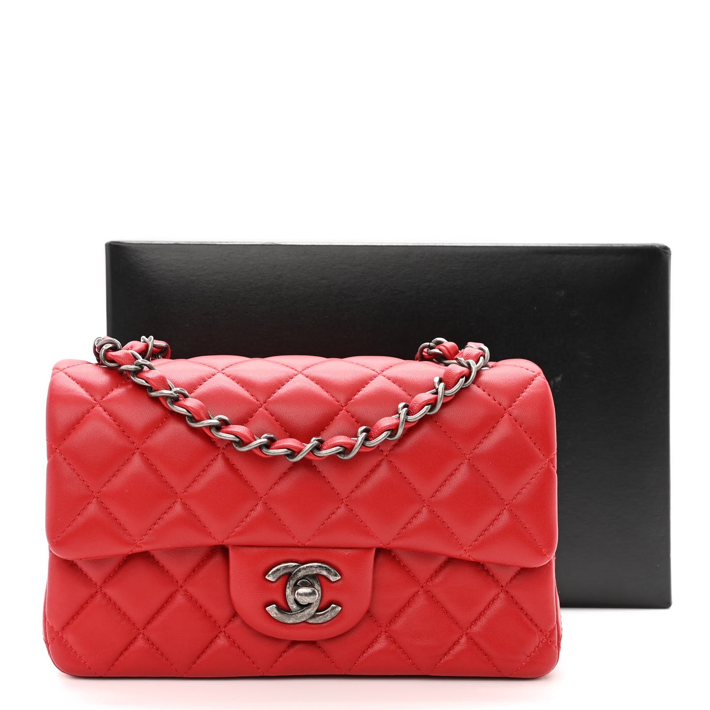Lambskin Quilted Mini Rectangular Flap Red