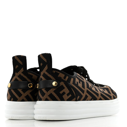 Fendi Fabric FF Micro-Perforated Rise Low Top Sneakers 38 Tobacco Black 5 of 11