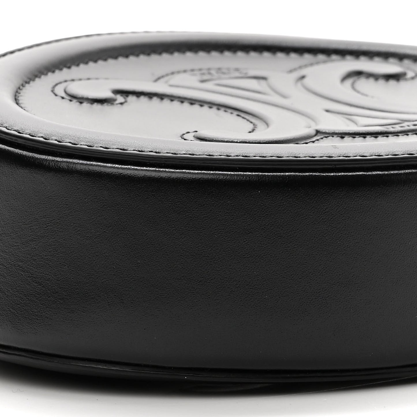 Smooth Calfskin Oval Purse Crossbody Black