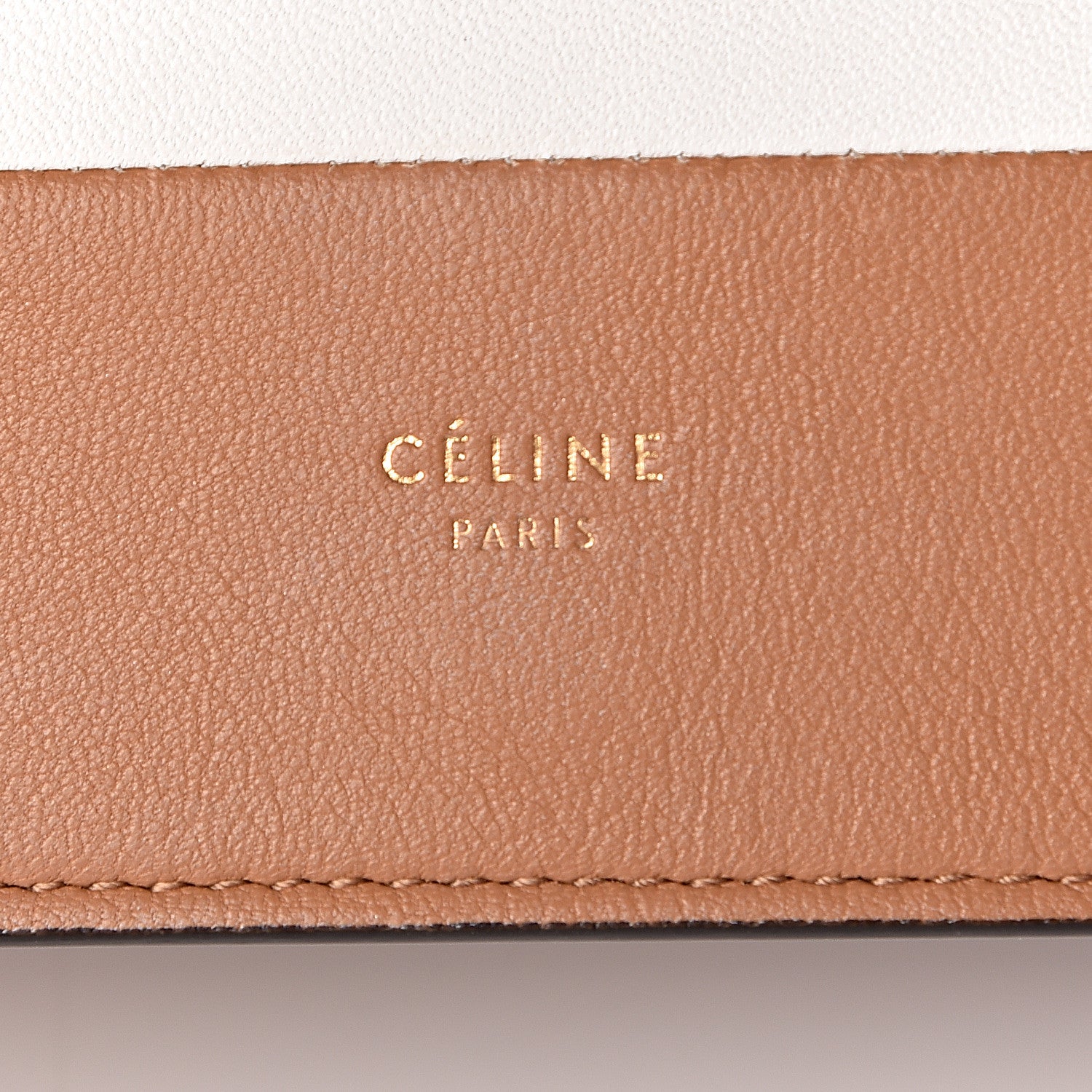 Celine Smooth Lambskin Frame Evening Chain Clutch Tan Optic White 6 of 12