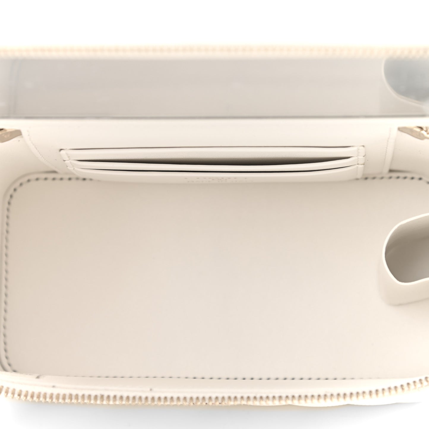 Caviar Quilted Small Vanity Case With Chain White