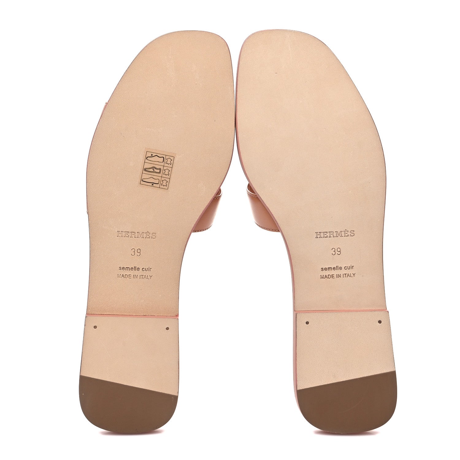 Hermes Box Calfskin Oran Sandals 39 Granite Rose 5 of 9
