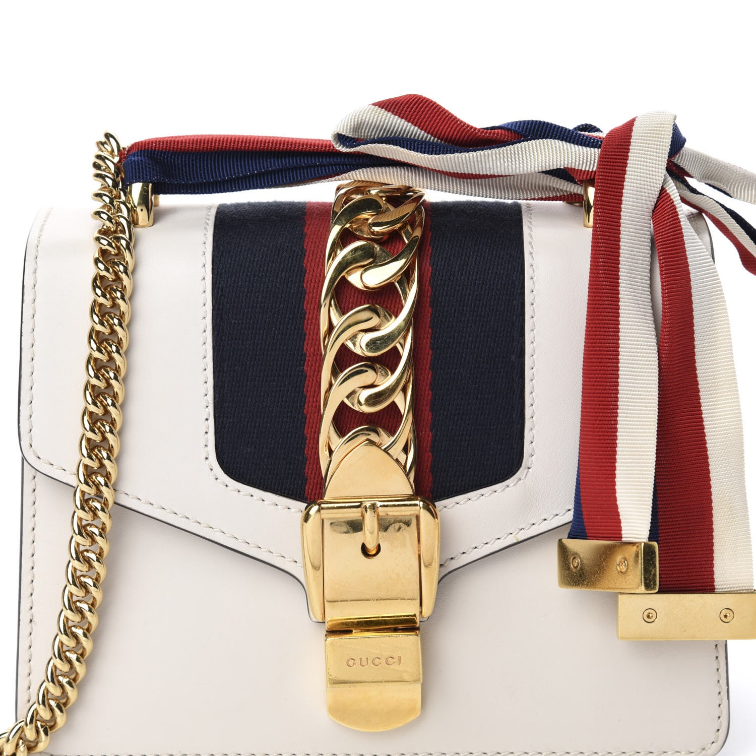 Gucci Calfskin Mini Sylvie Chain Shoulder Bag White 10 of 10