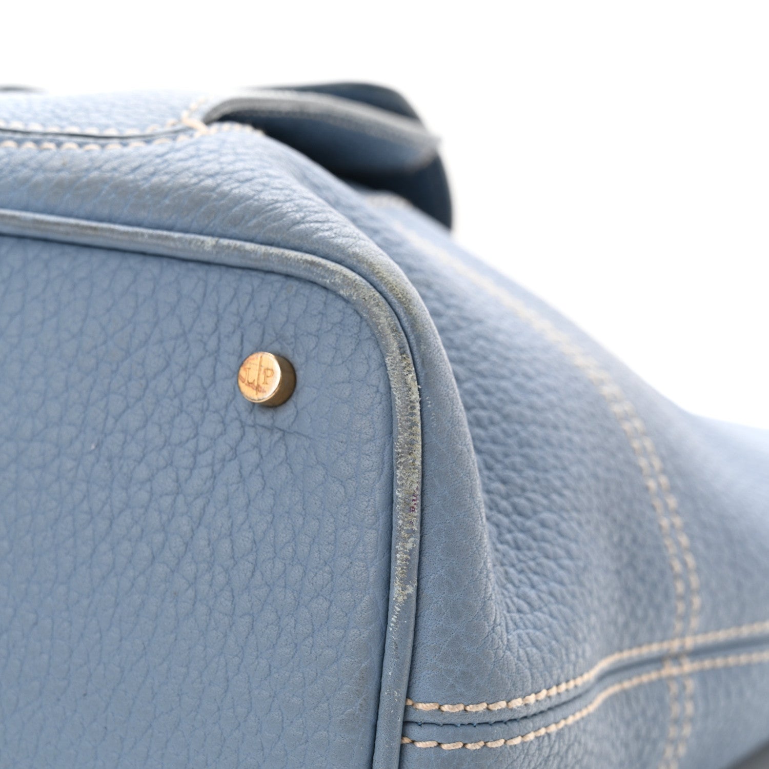 Loro Piana Grained Calfskin Globe Shoulder Bag Sky Blue 14 of 18