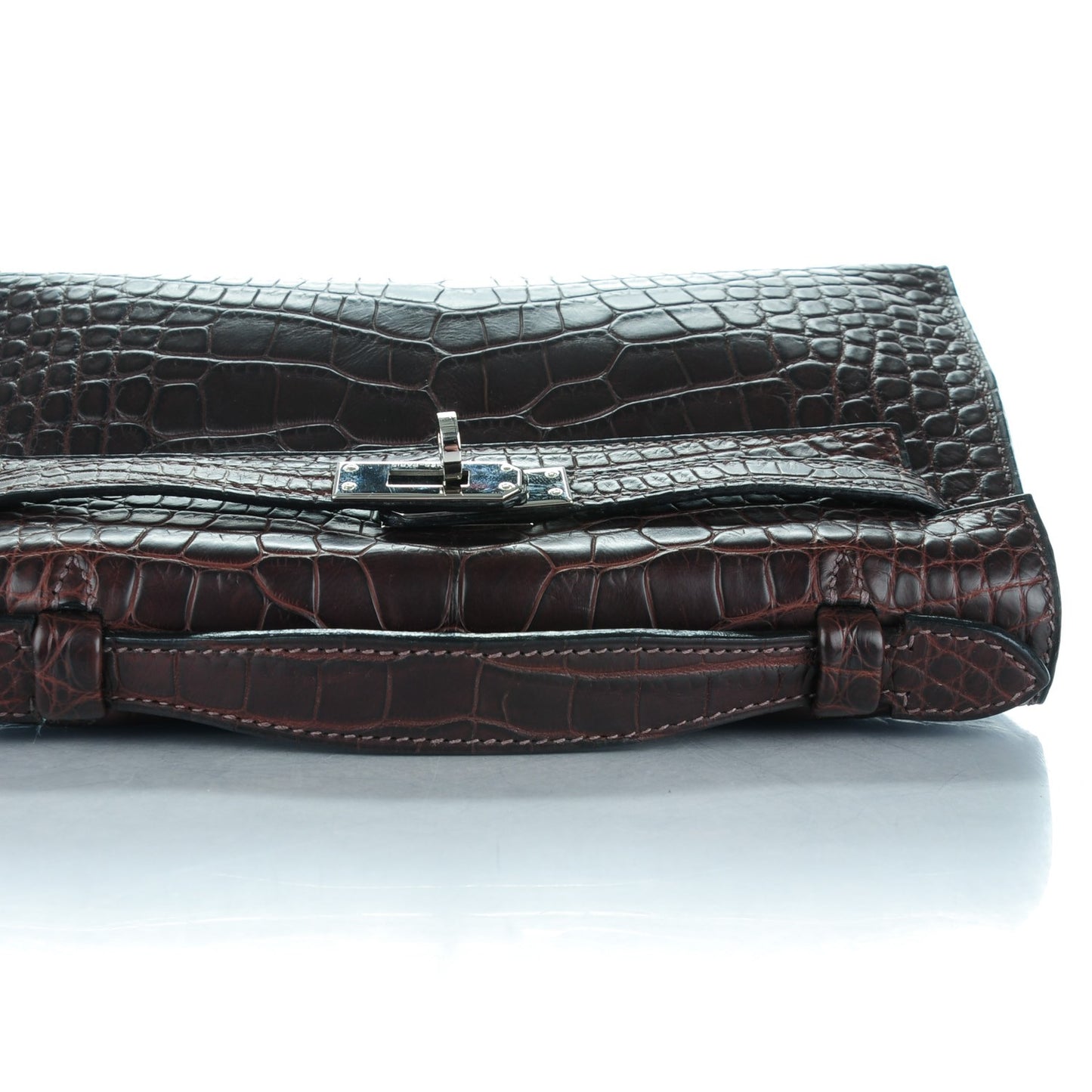 Matte Niloticus Crocodile Kelly Pochette Havane