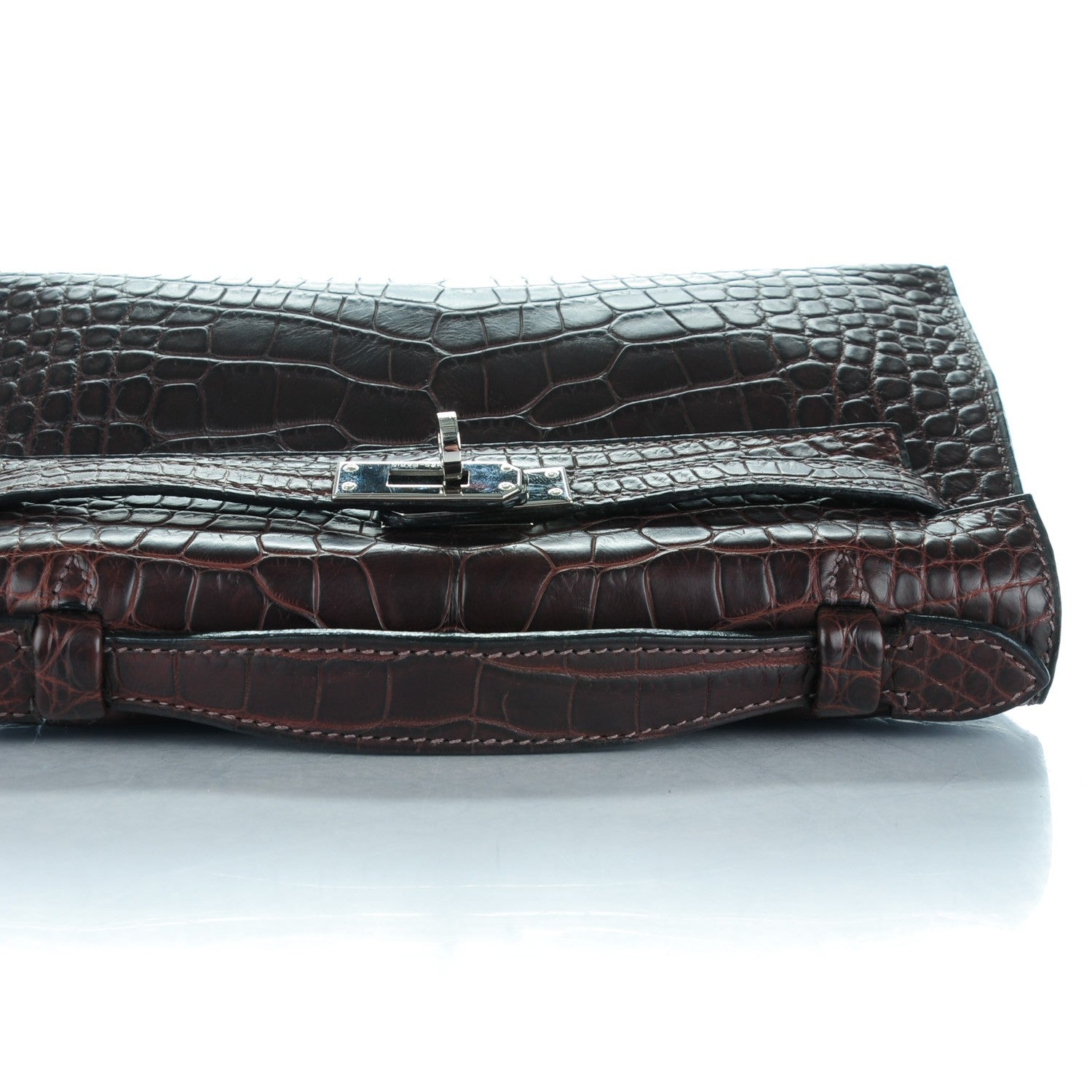 Hermes Matte Niloticus Crocodile Kelly Pochette Havane 14 of 17
