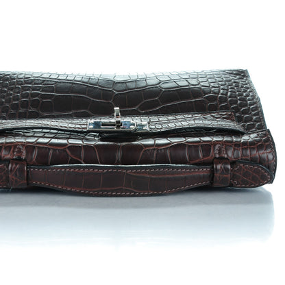 Hermes Matte Niloticus Crocodile Kelly Pochette Havane 14 of 17