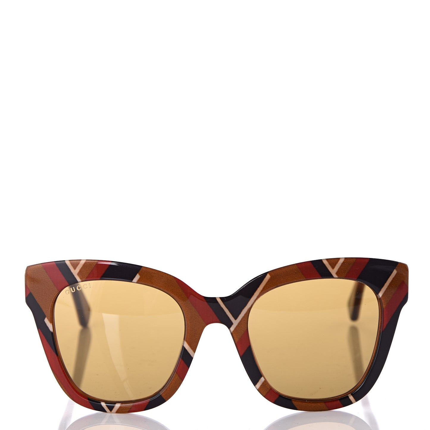 Acetate Square Frame Chevron Sunglasses GG0029S Mustard Blue