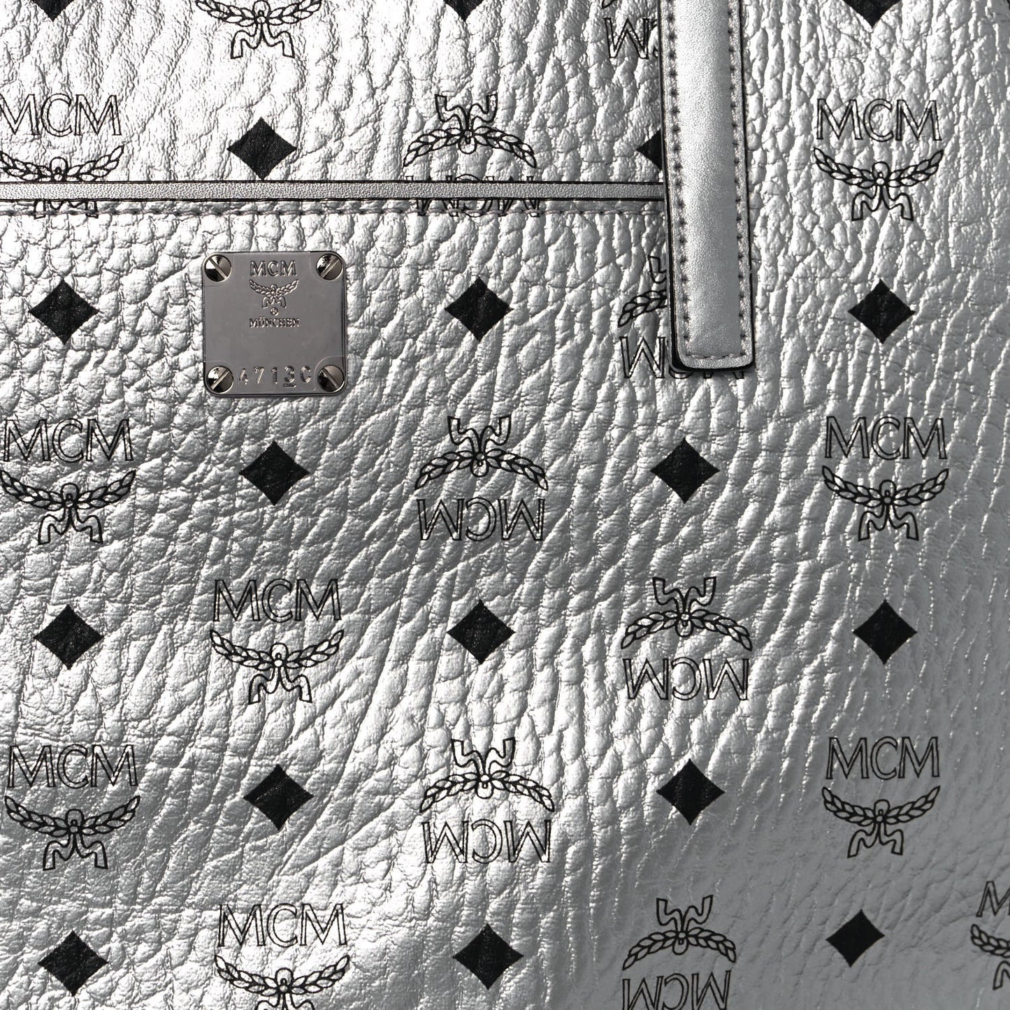 Metallic Visetos Medium Anya Shopper Tote Silver