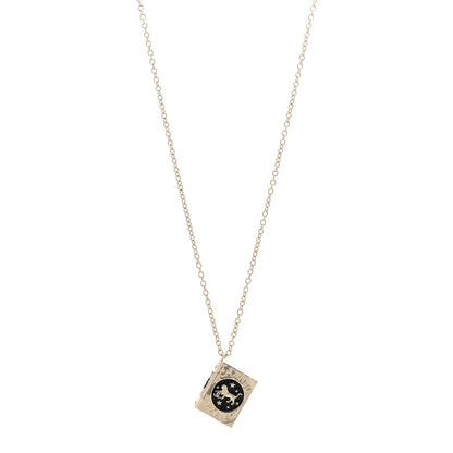 Chanel Metal CC Lion Book Locket Necklace Gold 1 of 7