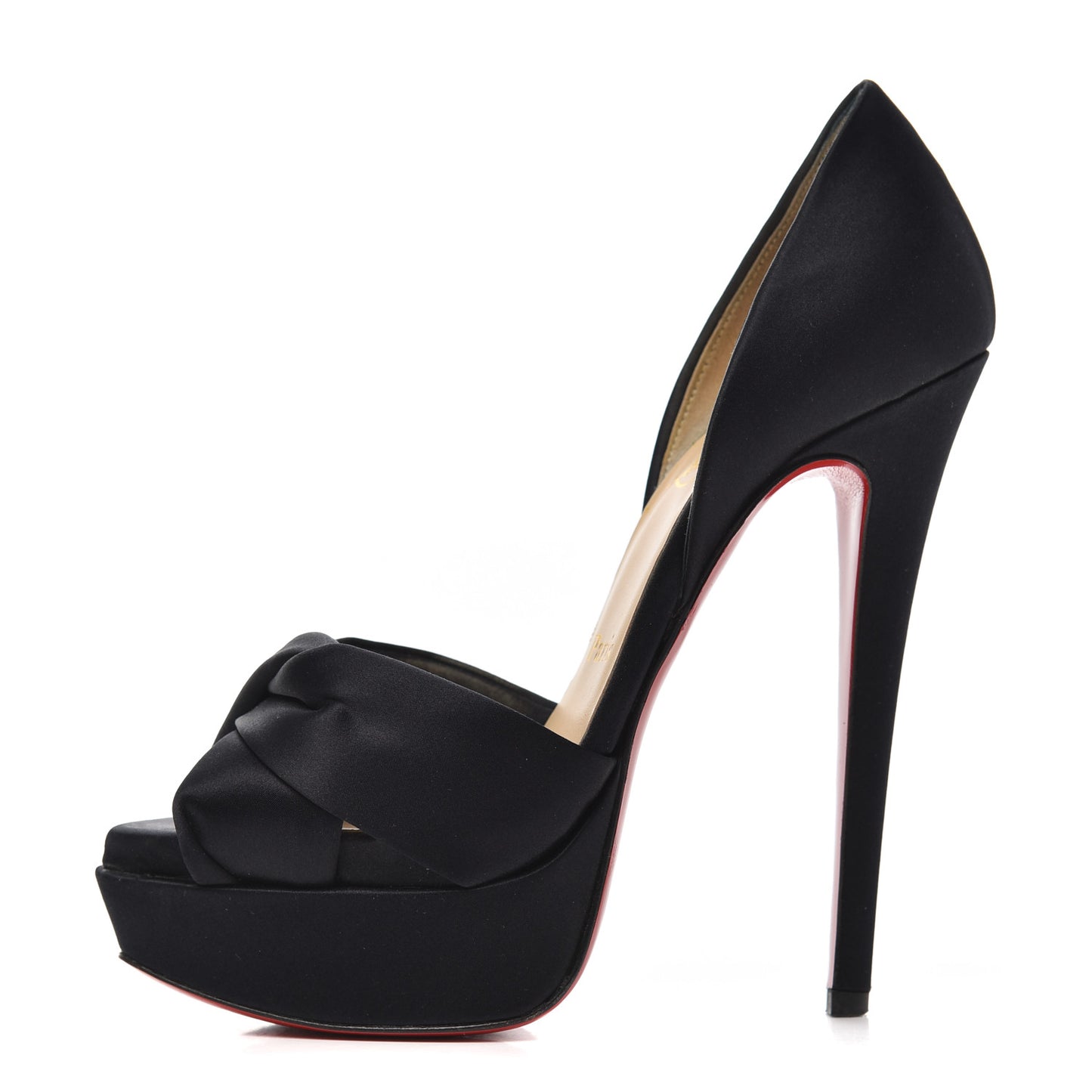 Satin Volpi Peep Toe 150 Platform Sandals 35 Black