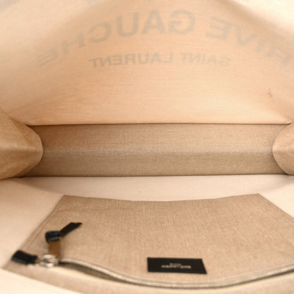 Saint Laurent Linen Calfskin Rive Gauche Tote Optic White 5 of 12