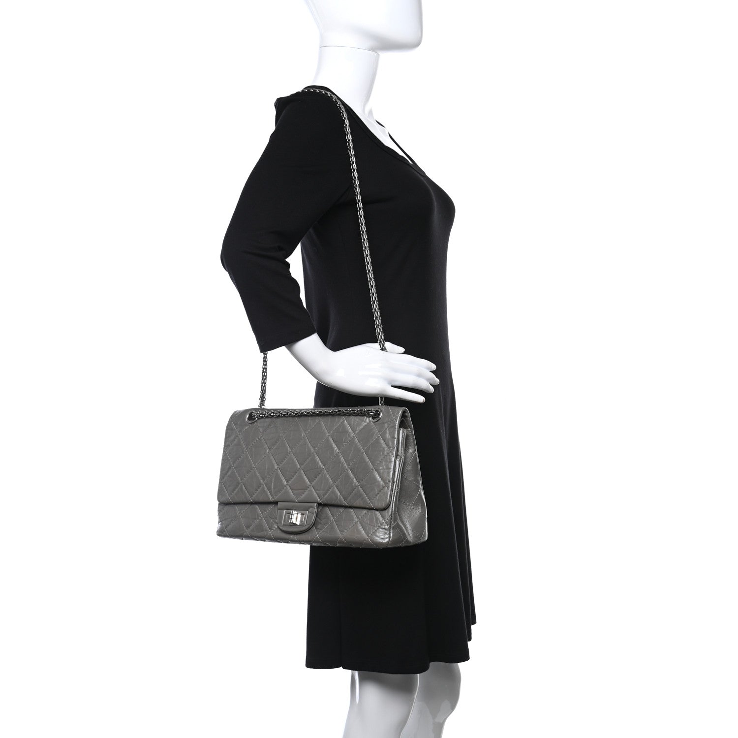 Chanel Metallic Aged Calfskin Quilted 2.55 Reissue 227 Flap Grey 2 of 9