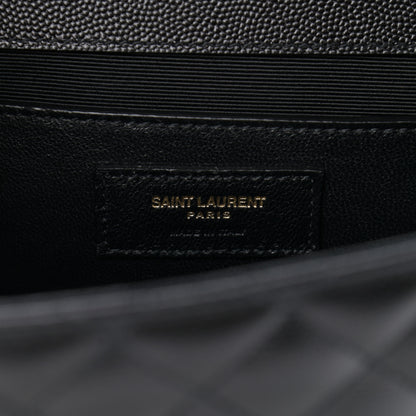 Saint Laurent Grain De Poudre Textured Mixed Matelasse Triquilt Medium Monogram Satchel Black 6 of 12