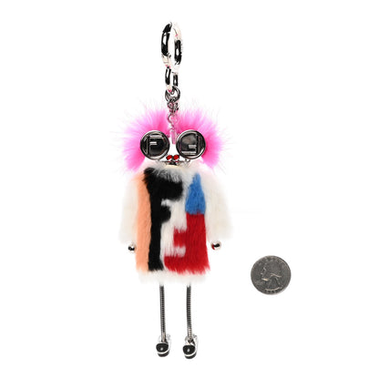 Fendi Rabbit Mink Fox Fur F is Fendi Teen Witch Bag Charm White Multicolor 2 of 3