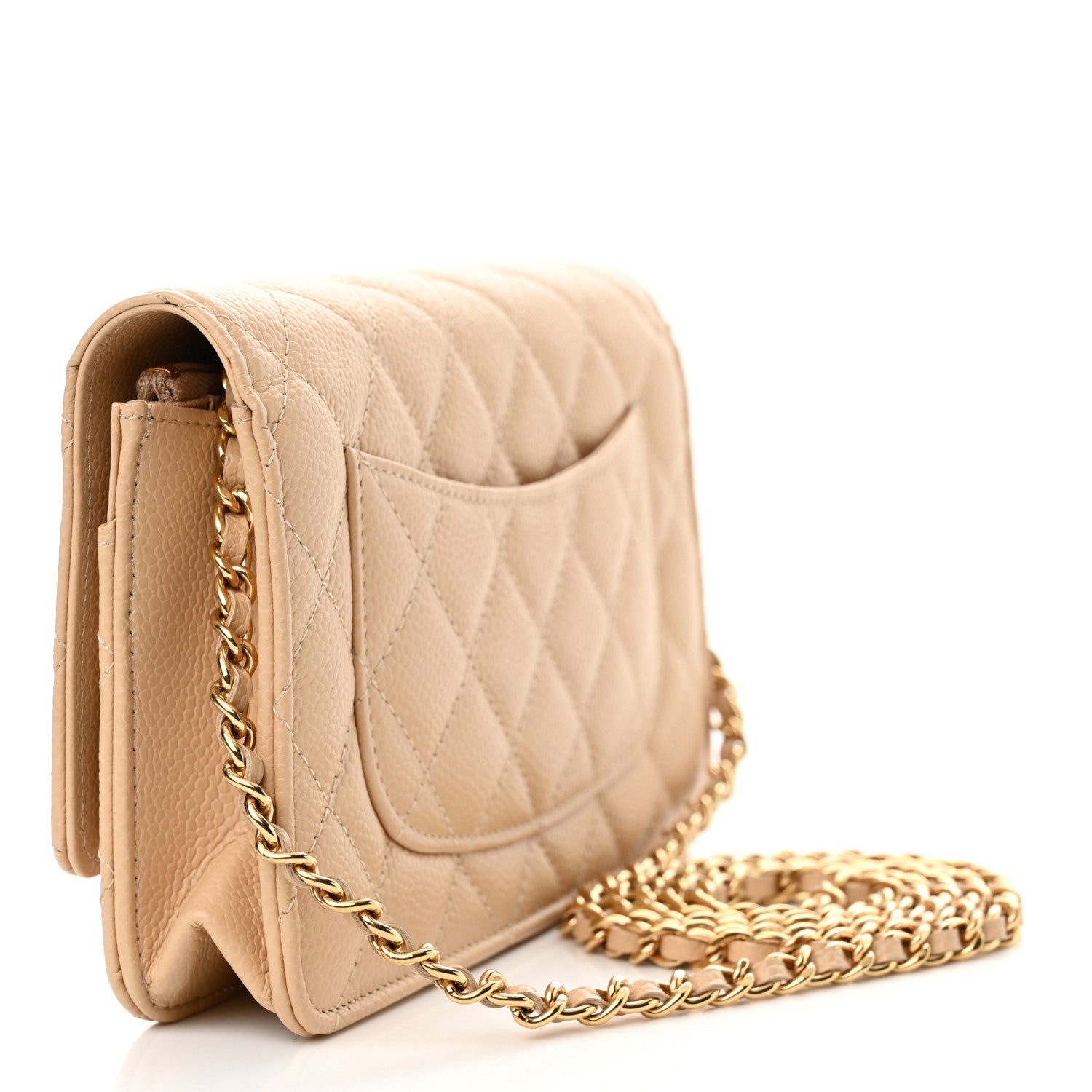 Chanel Caviar Quilted Wallet on Chain WOC Beige 3 of 12