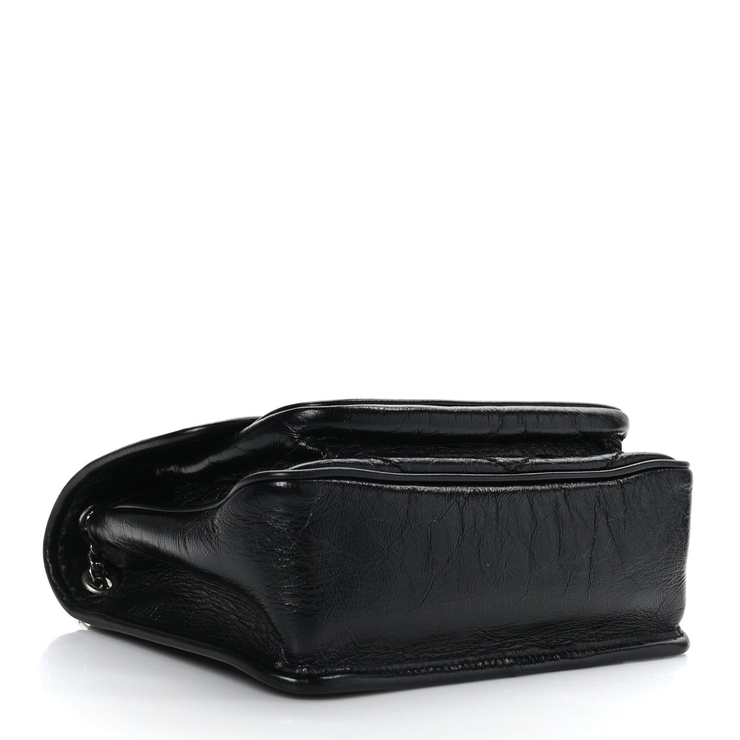 Crinkled Lambskin Matelasse Monogram Baby Niki Chain Satchel Black