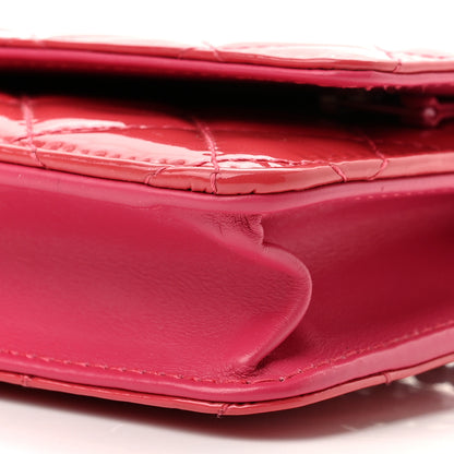 Chanel Patent Quilted Wallet On Chain WOC Fuchsia 11 of 12