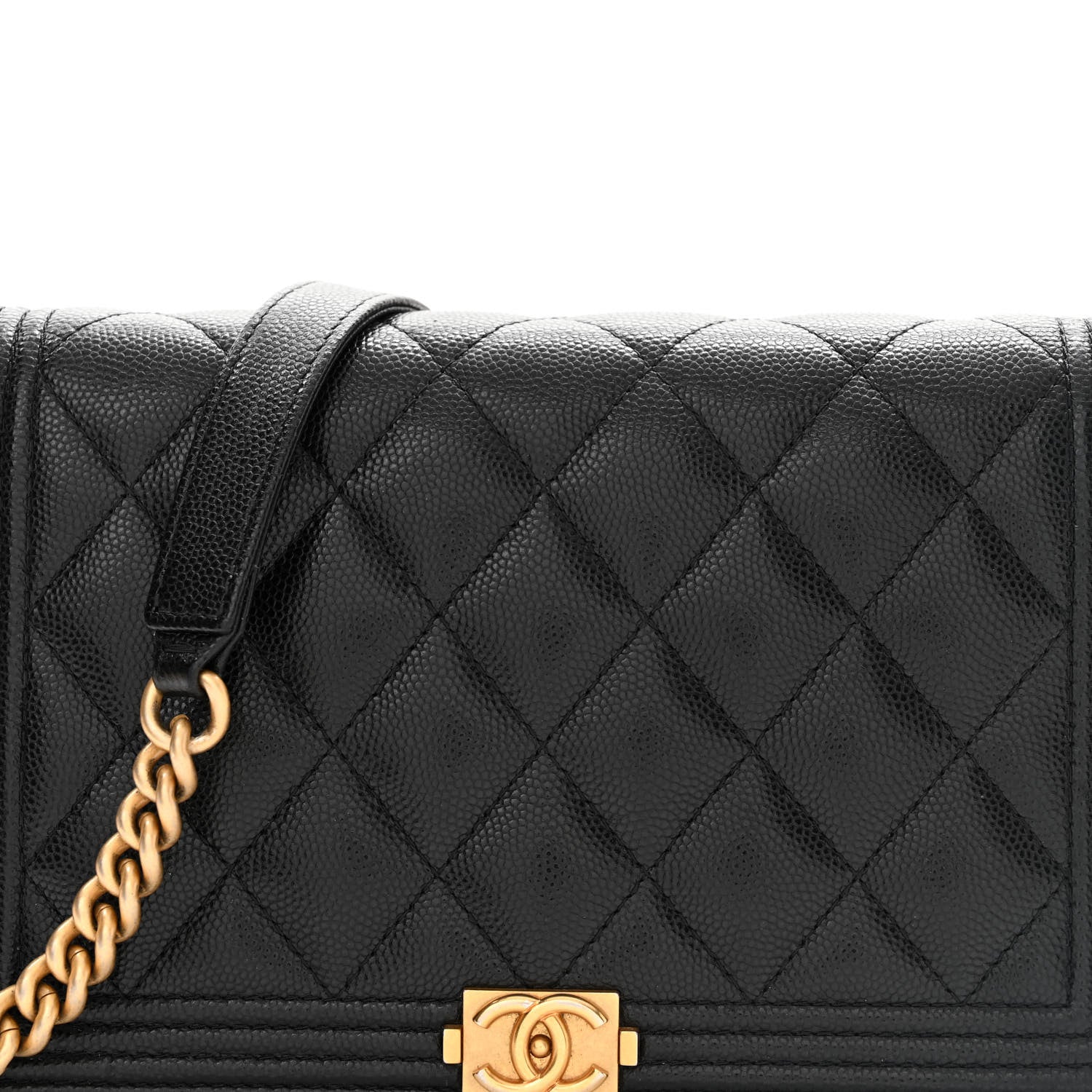 Chanel Caviar Quilted Boy Wallet On Chain WOC Black 9 of 15