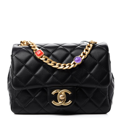 Chanel Lambskin Resin Quilted Mini Pearl Samba Square Flap Black 1 of 10