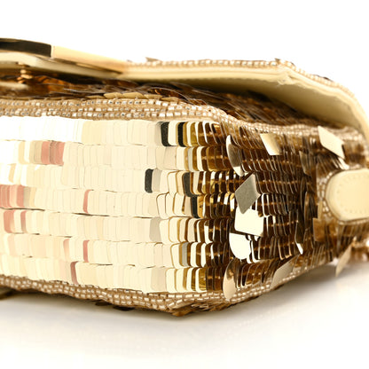 Fendi Sequin Paillettes Vitello Grace Sex and the City Mini Baguette Oro Chiaro 10 of 10