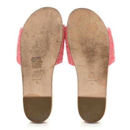 Chanel Tweed Grosgrain CC Mule Slide 39 Pink Black 5 of 13