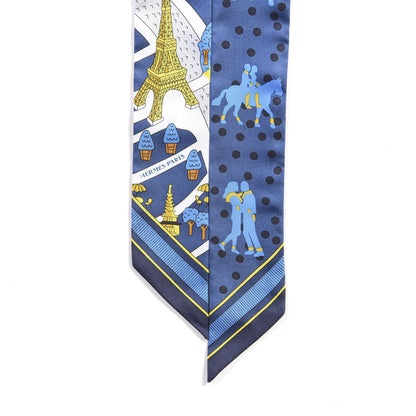 Hermes Silk Les Nouveaux Amoureux Twilly Bleu Moyen White 5 of 5