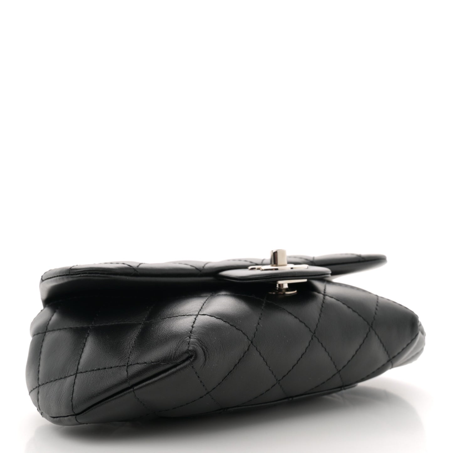 Calfskin Quilted CC Uniform Flap Belt Bag Black
