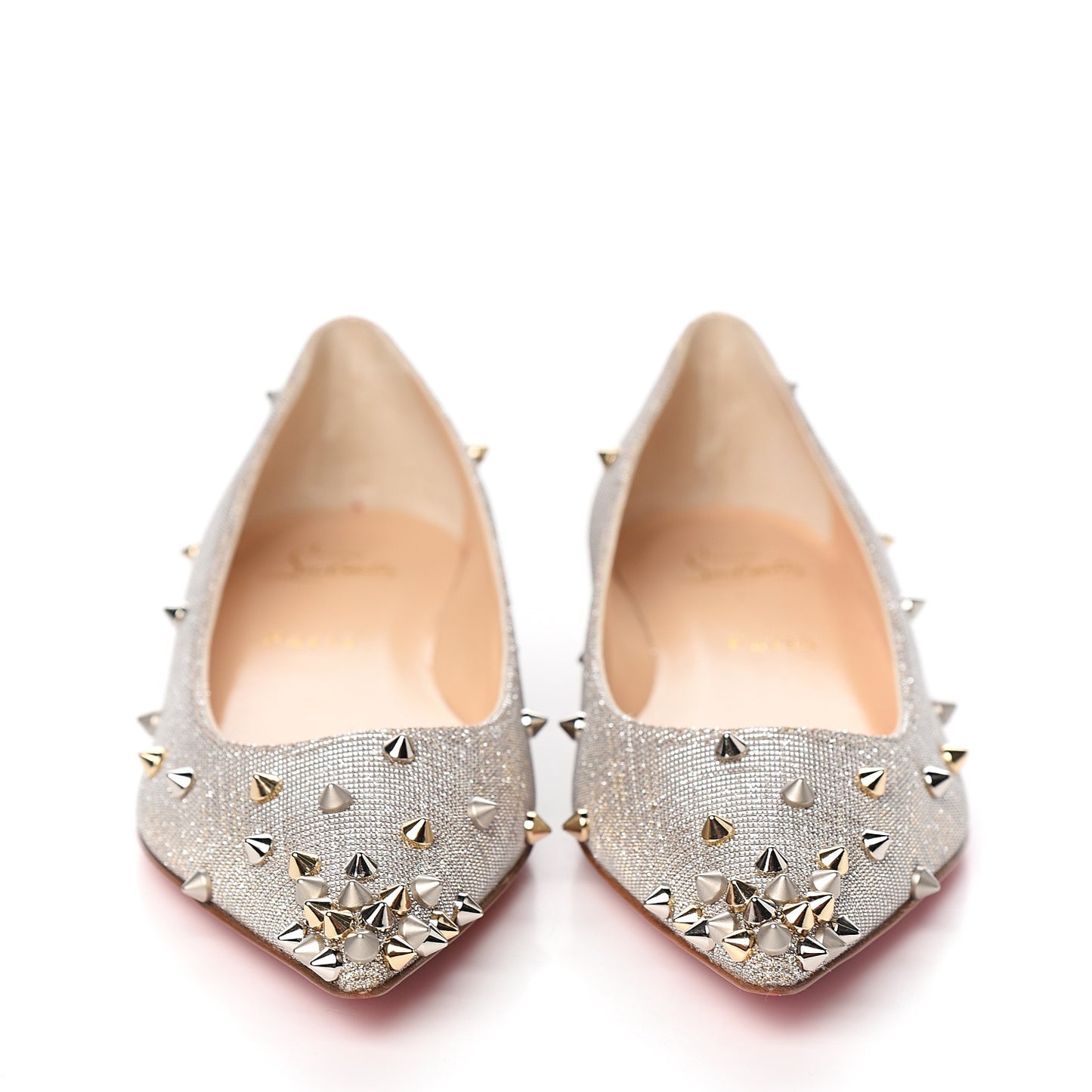Metallic Glitter Fabric Degraspike Flats 38 Silver