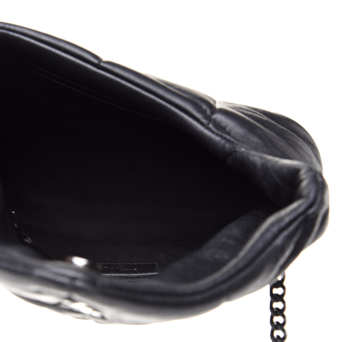 Lambskin Quilted Toy Loulou Puffer Monogram Chain Satchel Black