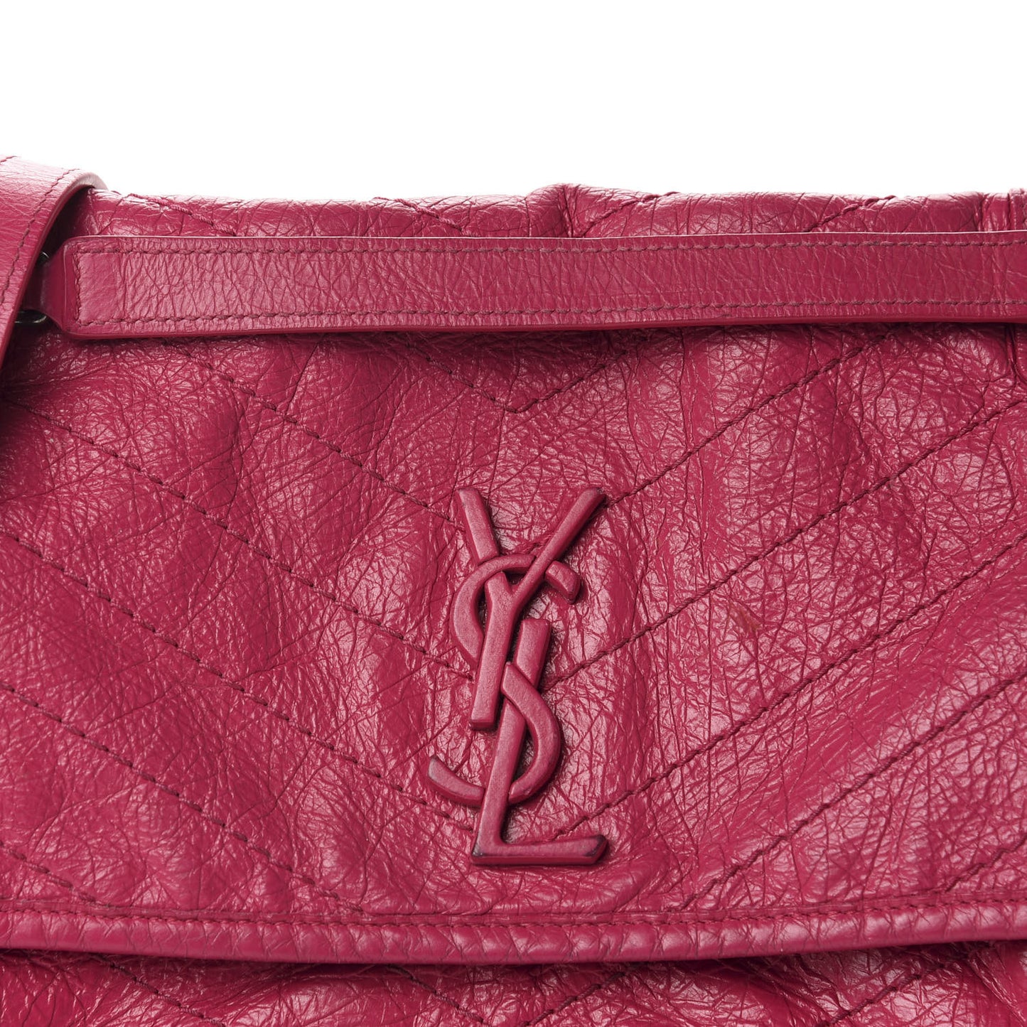 Crinkled Calfskin Matelasse Monogram Medium Niki Chain Satchel Freesia